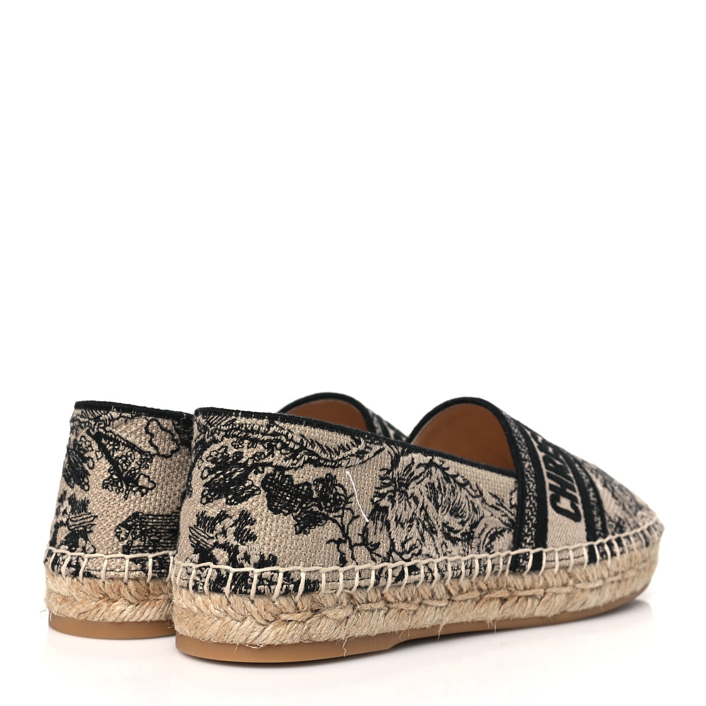 Embroidered Toile De Jouy Granville Espadrille 38 Hazelnut Black