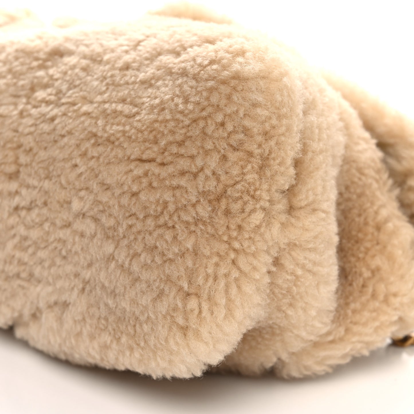 Merino Shearling Lambskin Quilted Small Loulou Puffer Monogram Chain Satchel Natural Beige