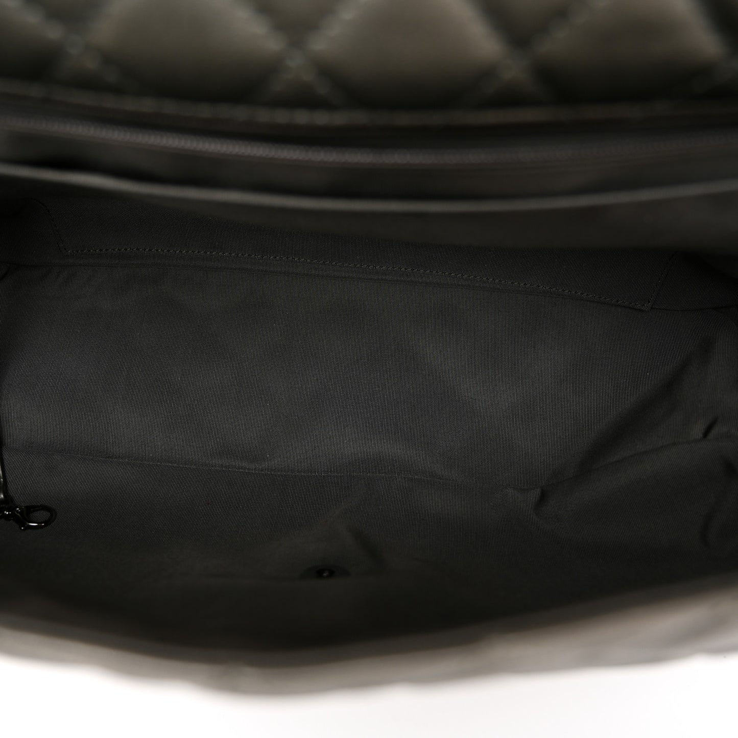 Metallic Calfskin Quilted Small XXL Travel Flap Bag Dark Silver