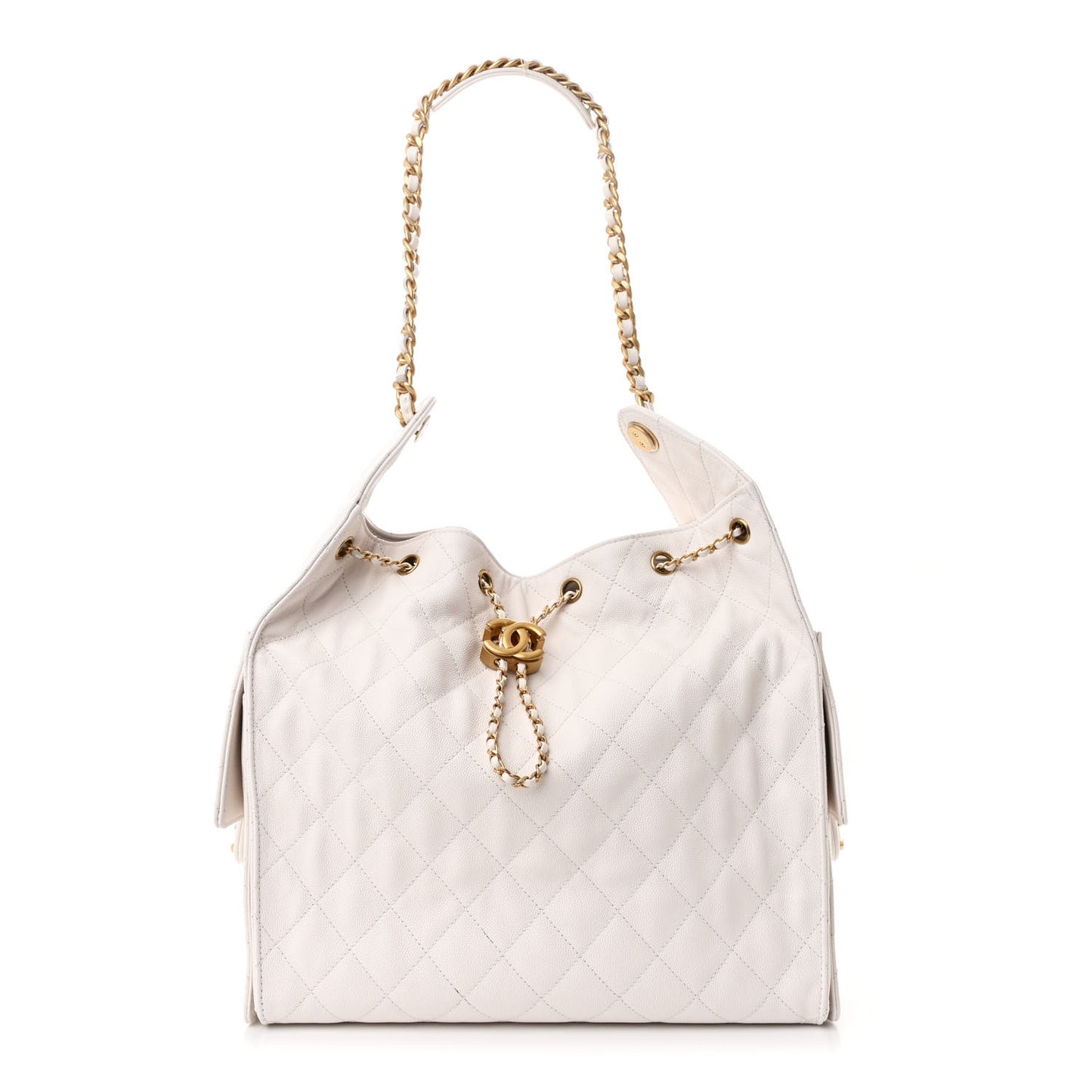 Caviar Quilted Medium Chanel 25 Handbag White