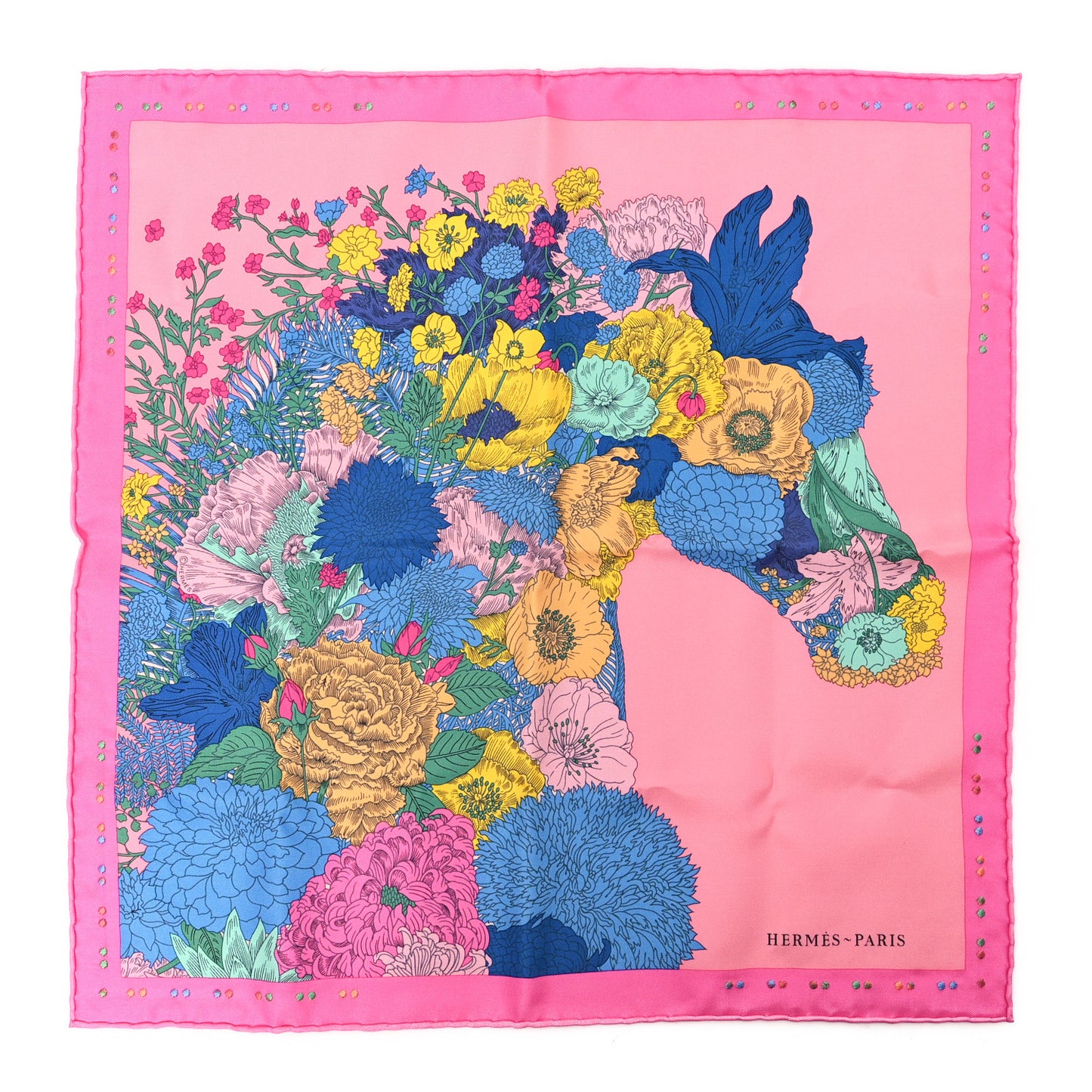 Silk Robe Legere Scarf 45 Rose Bleu Jaune