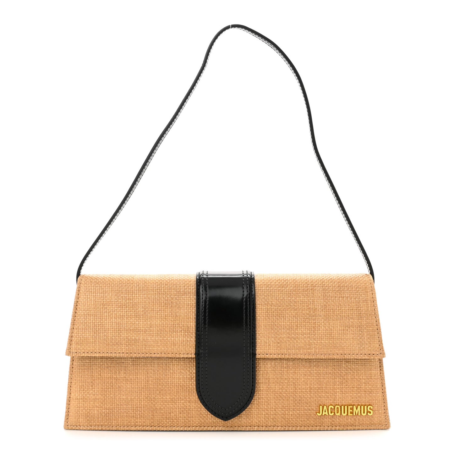 Raffia Smooth Calfskin Le Bambino Long Natural Black