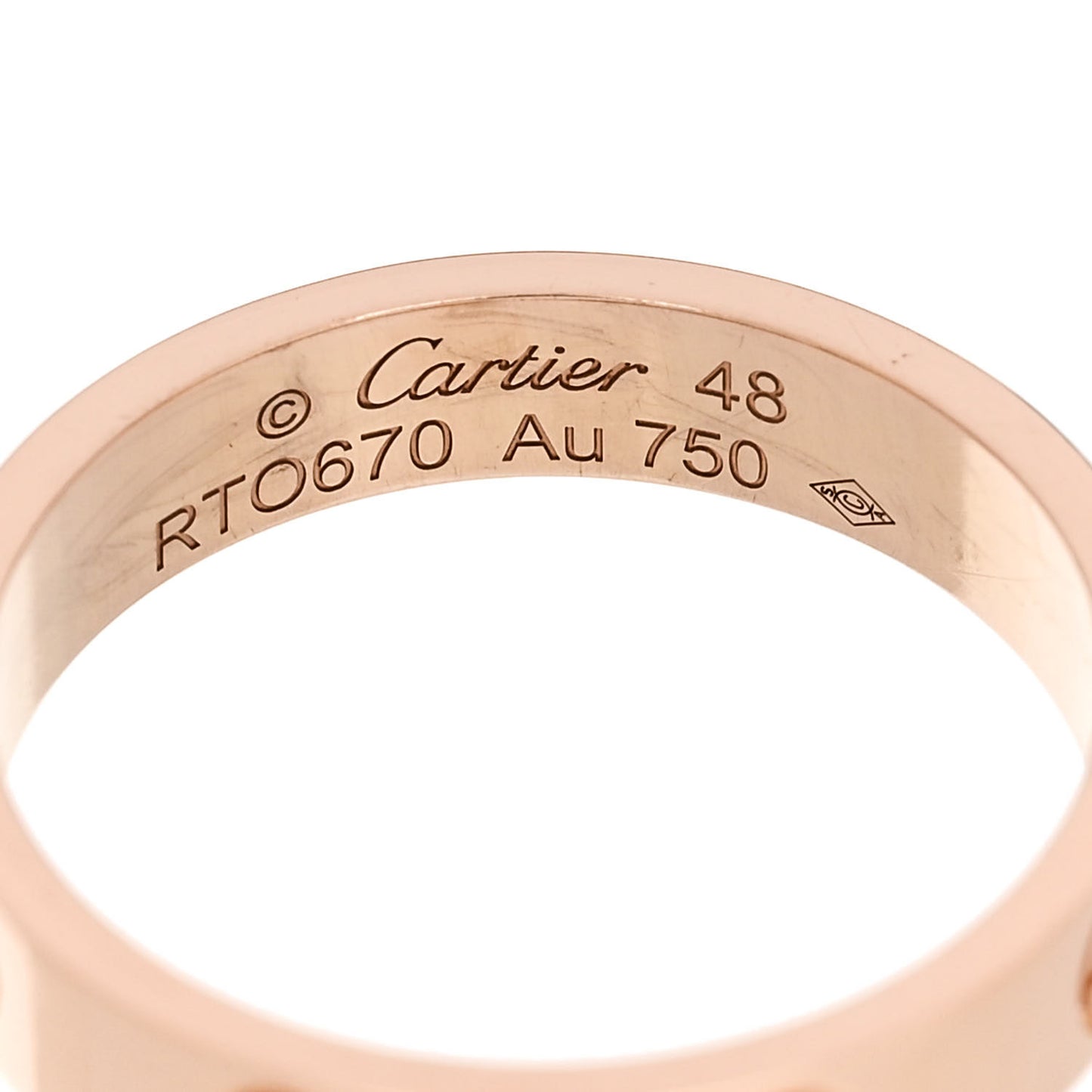 18K Pink Gold 3.5mm LOVE Wedding Band Ring 48 4.5