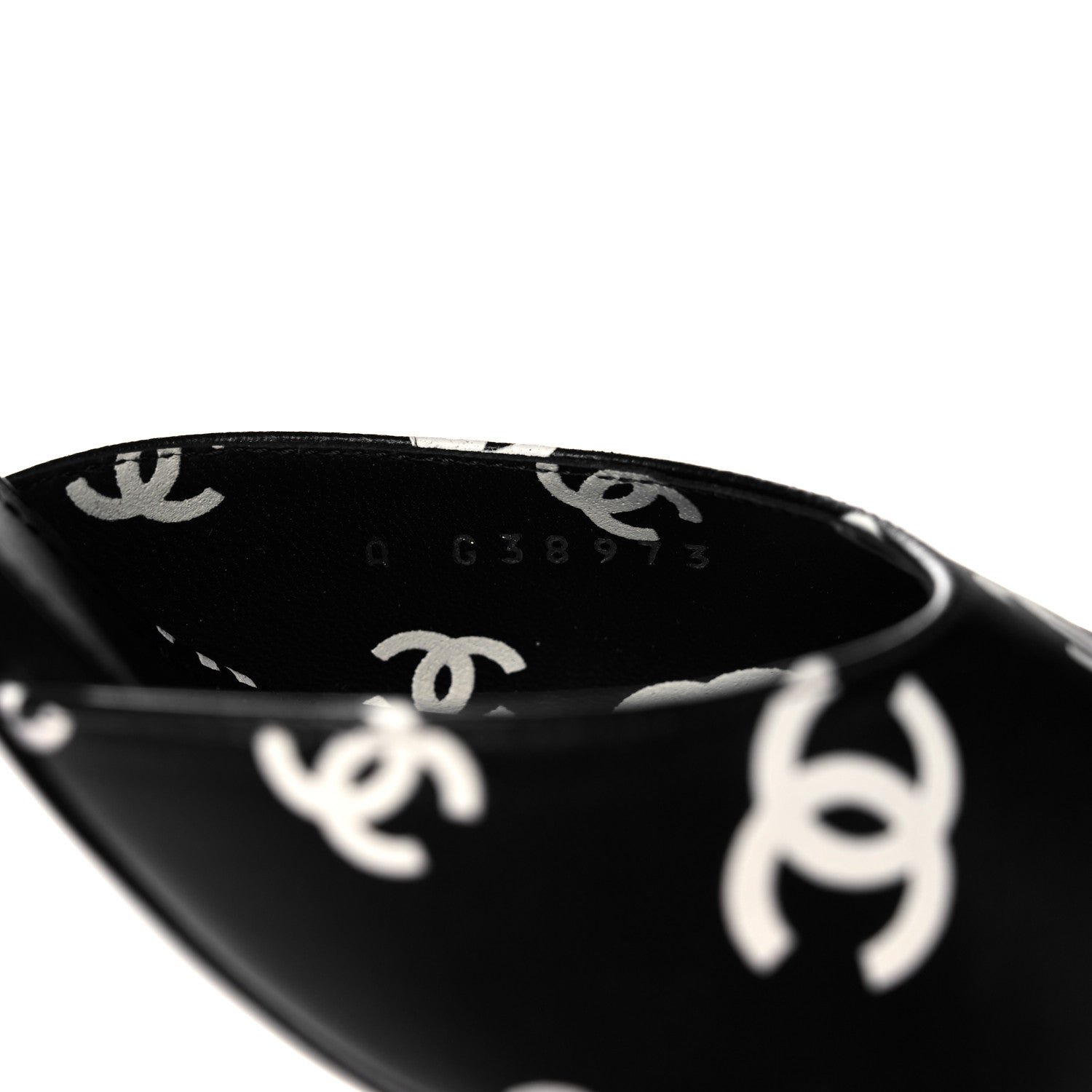 Chanel Lambskin Printed CC Sandals 39 Black White 8 of 8