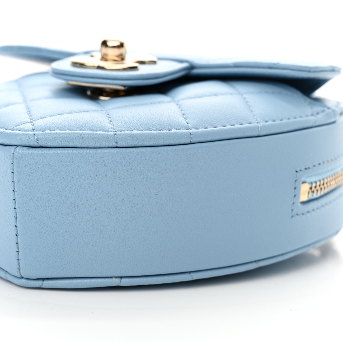 Lambskin Quilted CC In Love Heart Clutch With Chain Light Blue