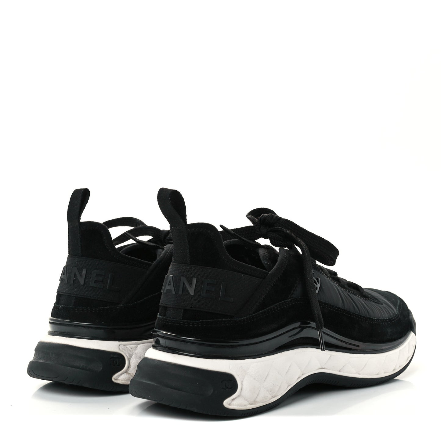 Velvet Calfskin Mixed Fibers CC Sneakers 41.5 Black