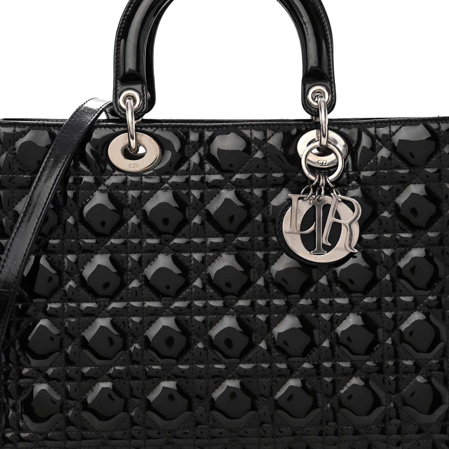 Patent Cannage Large Lady Dior Black
