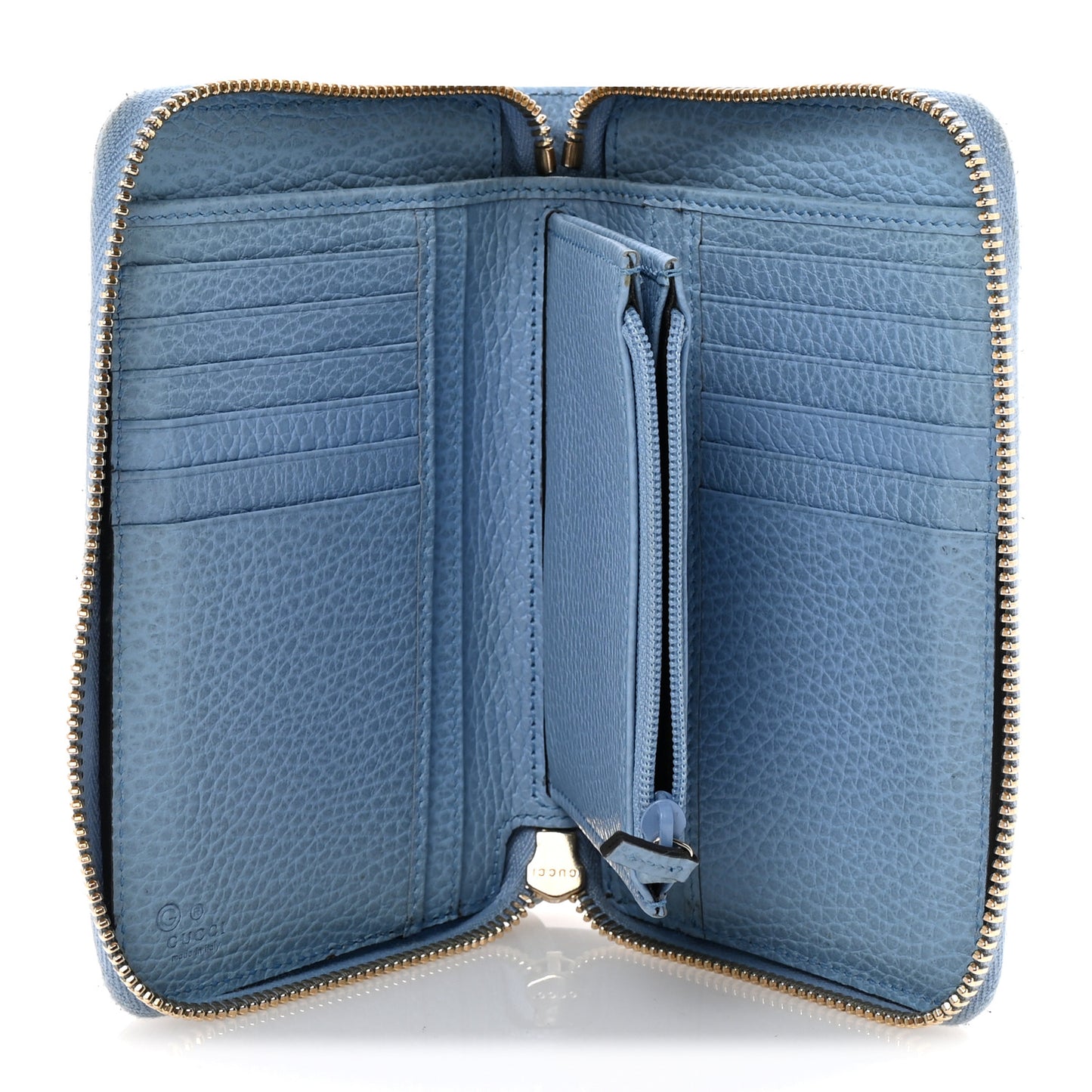 Monogram Dollar Calfskin Zip Around Wallet Beige Ebony Mineral Blue