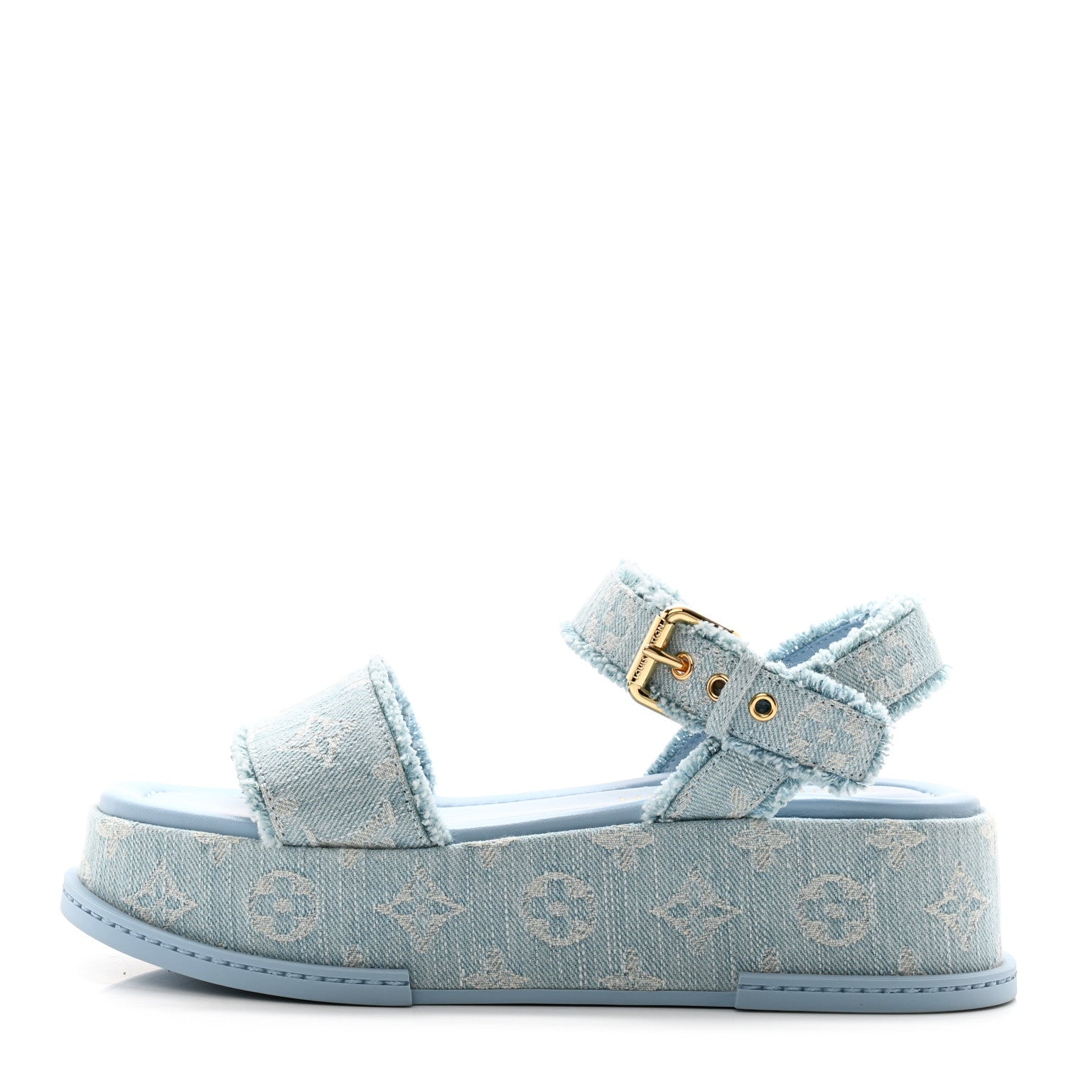 Louis Vuitton Denim Maya Flatform Sandals 38 Light Blue 1 of 9