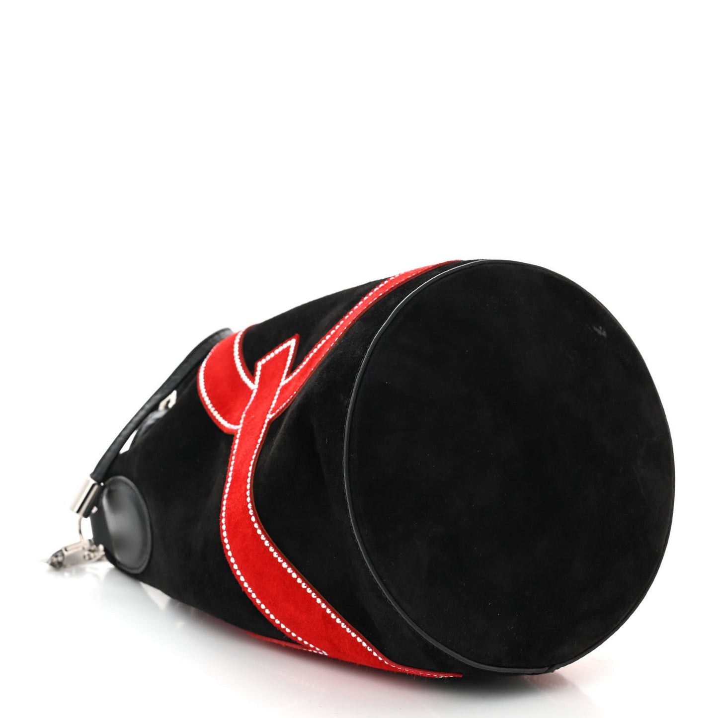 Suede Strass Love Marie Jane Bucket Black Red