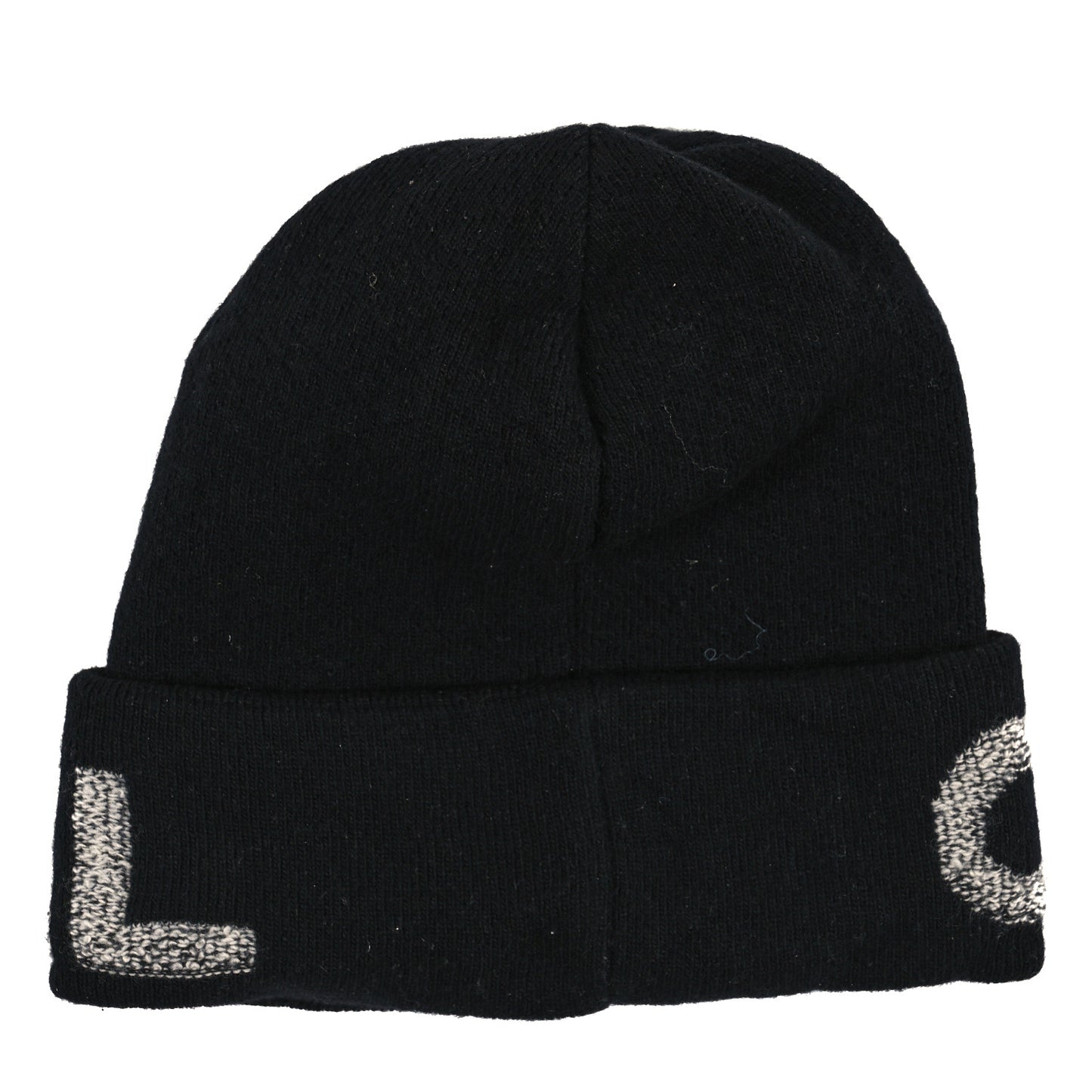 Wool Cashmere Logo Beanie Hat Black Light Grey