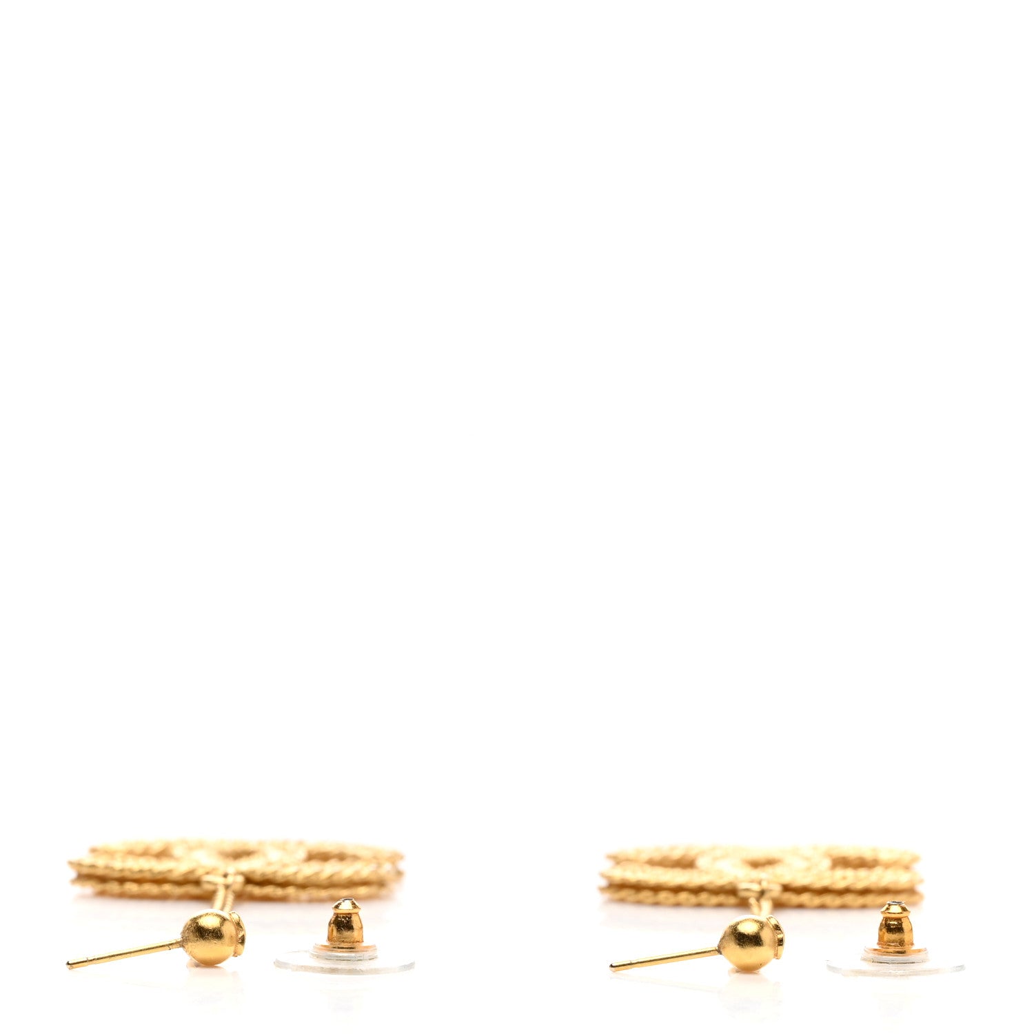 Chanel CC Drop Earrings Matte Gold 3 of 4