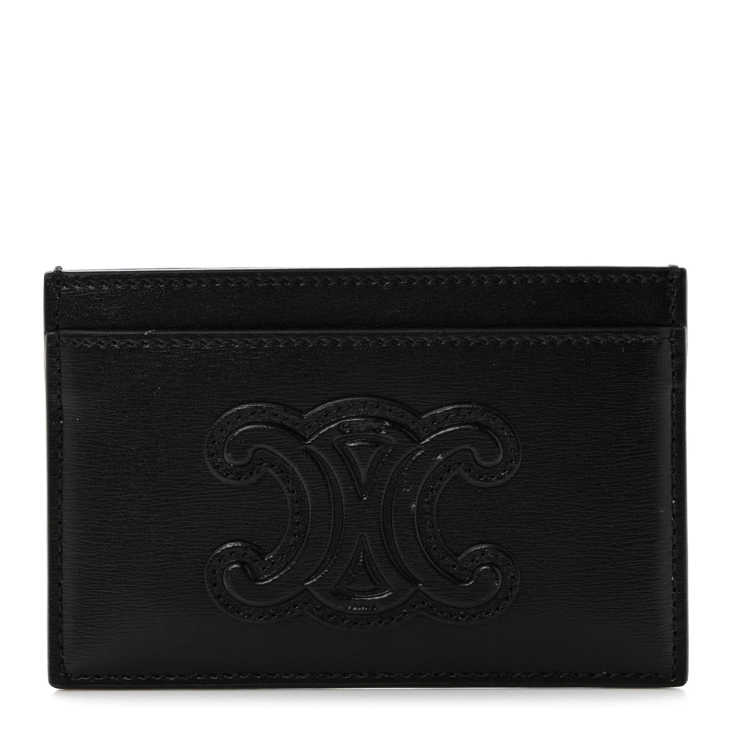 Smooth Lambskin Triomphe Card Holder Black