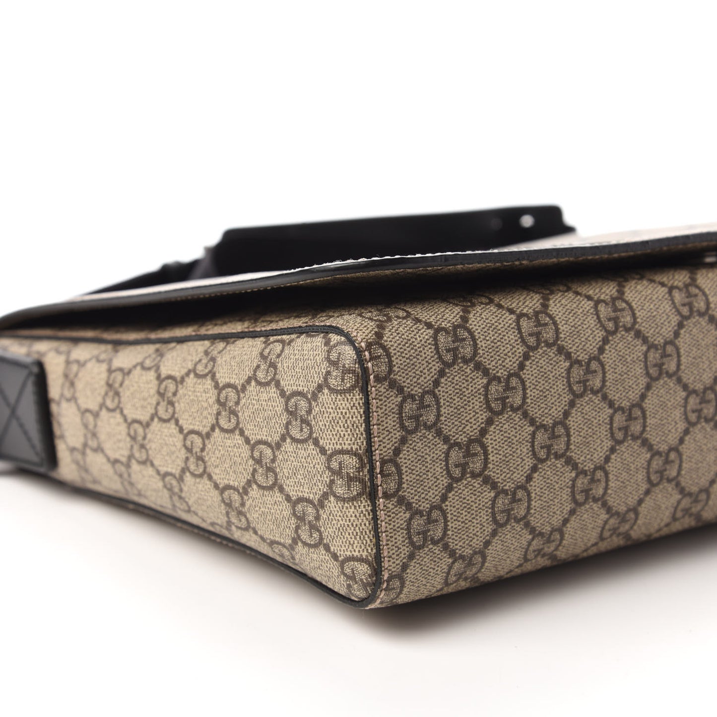 GG Supreme Monogram Web Flap Messenger Bag Black