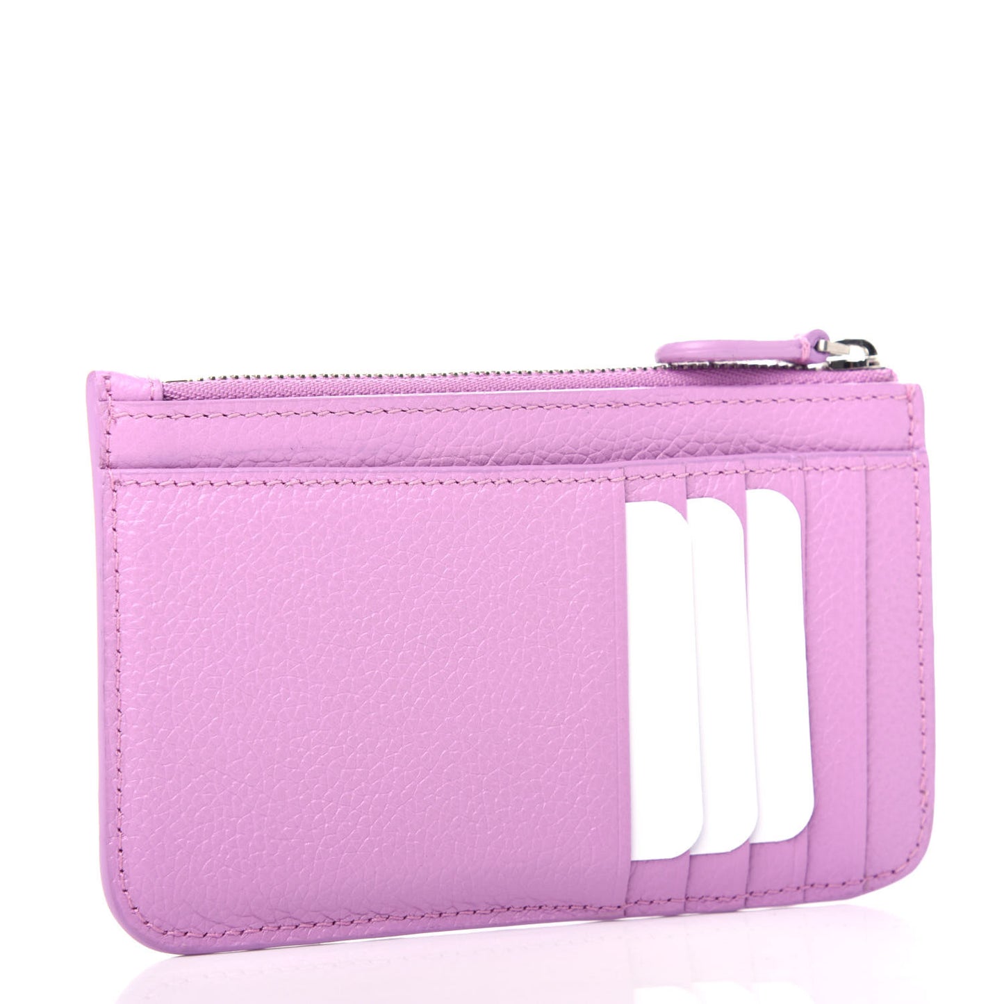 Grained Calfskin Logo Large Cash Long Coin Card Holder Lilac Black