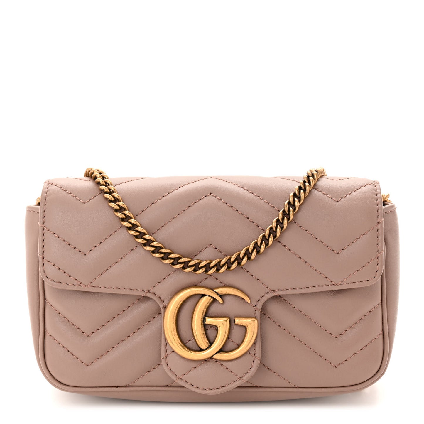 Calfskin Matelasse Super Mini GG Marmont Shoulder Bag Porcelain Rose