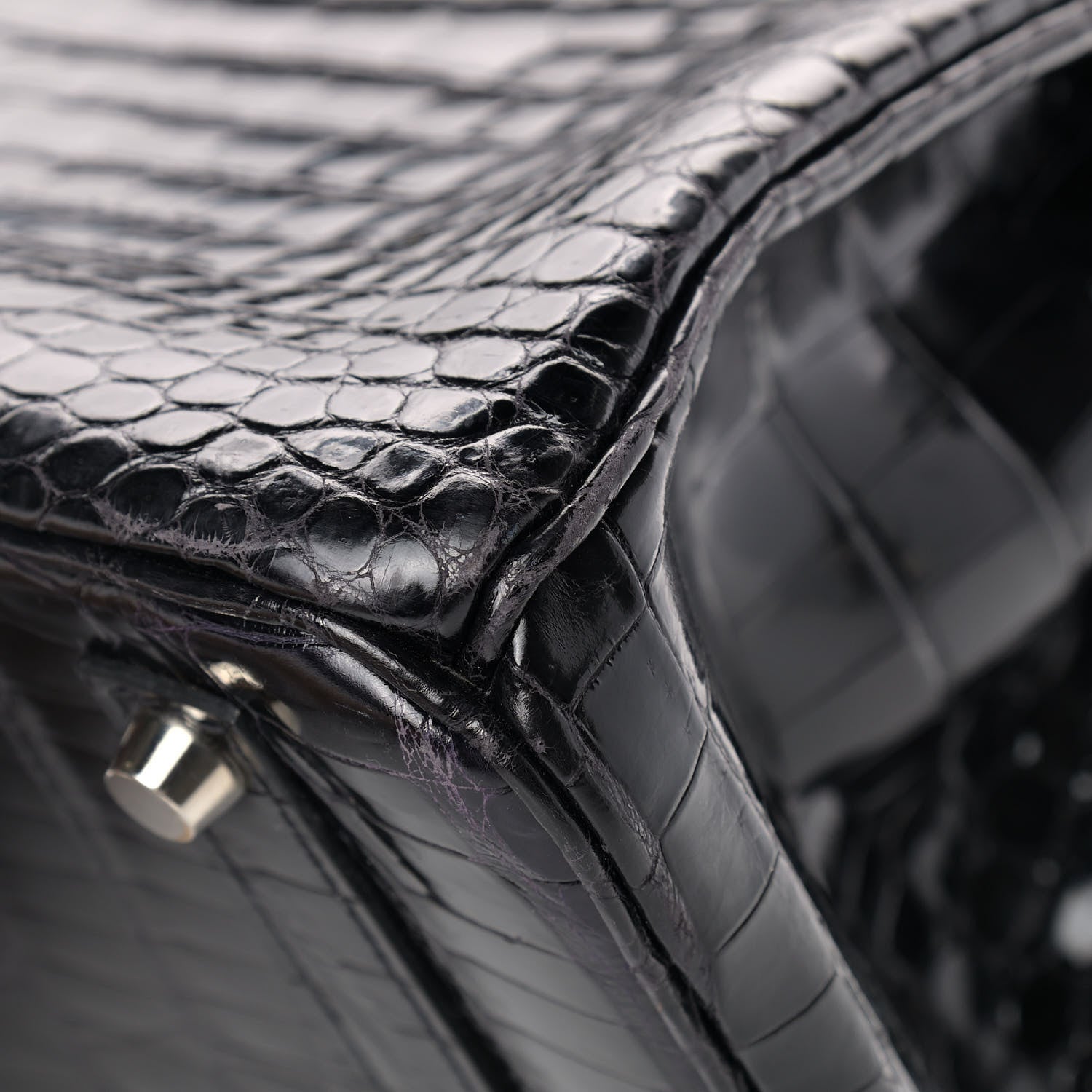 Hermes Shiny Porosus Crocodile Birkin 35 Black 9 of 15