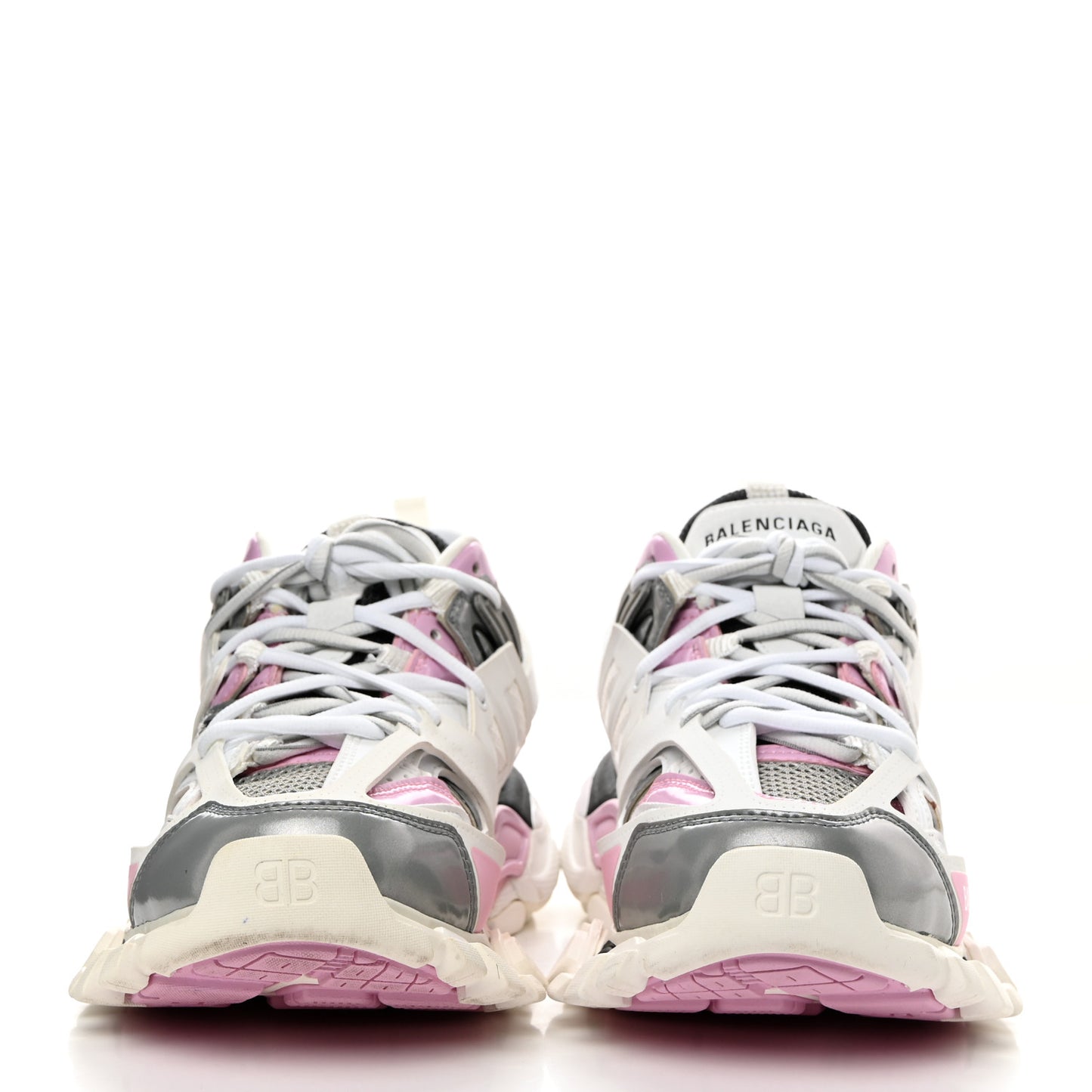 Mesh Rubber Tri-Color Womens Track Sneakers 37 White Pink Grey