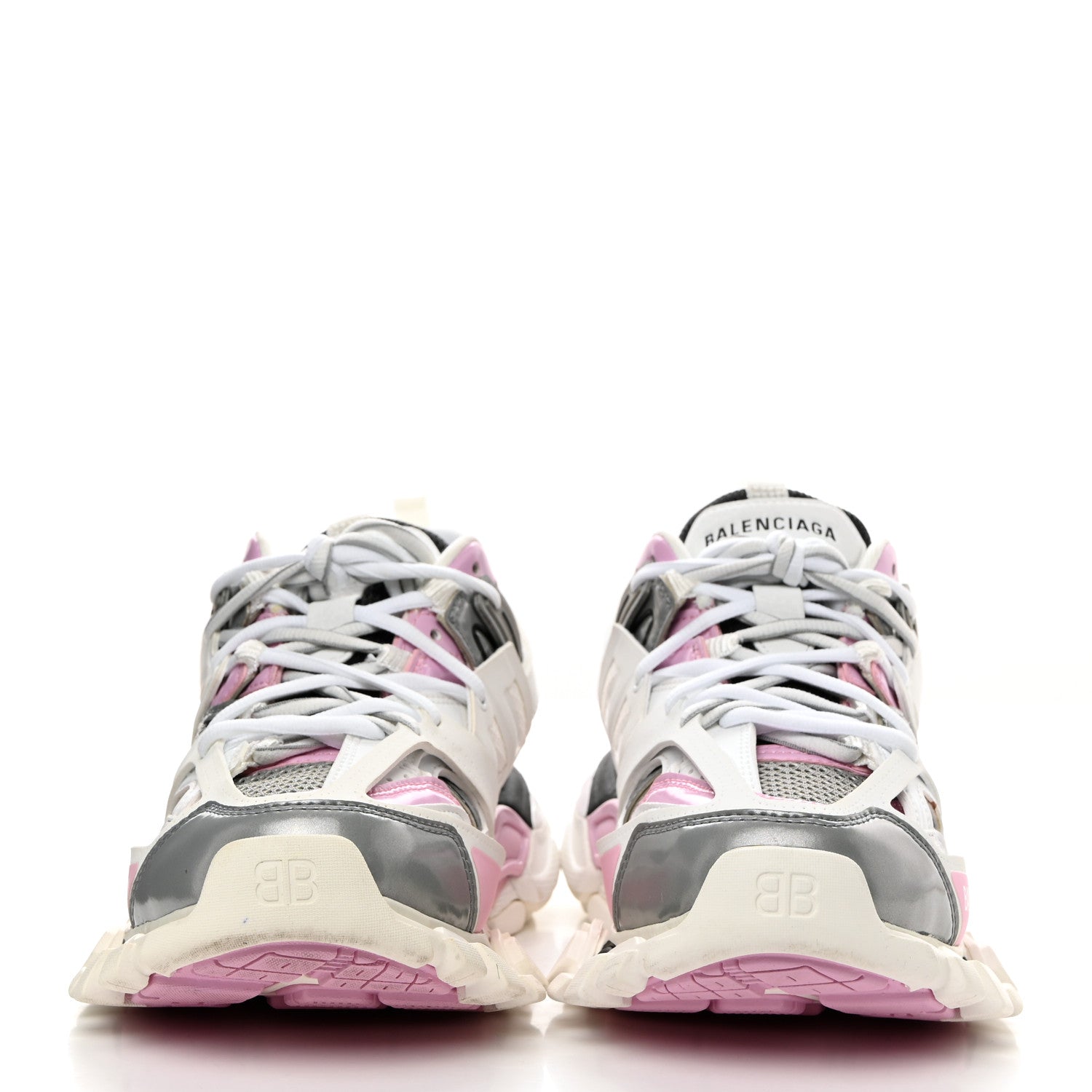 Balenciaga Mesh Rubber Tri-Color Womens Track Sneakers 37 White Pink Grey 2 of 10