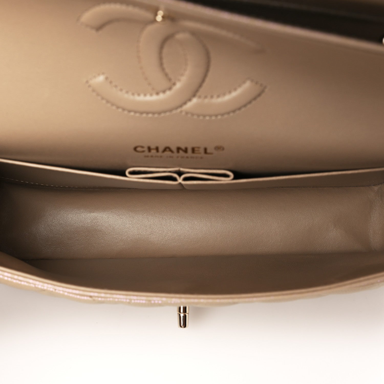 Chanel Iridescent Caviar Quilted Medium Double Flap Dark Beige 5 of 10