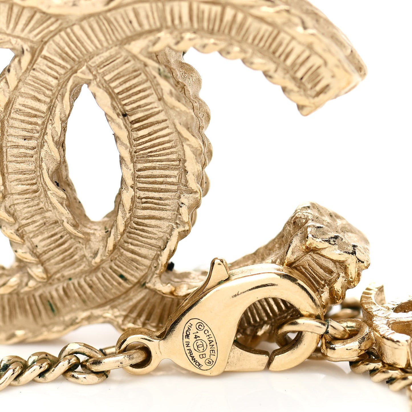 Pearl CC Pendant Necklace Gold