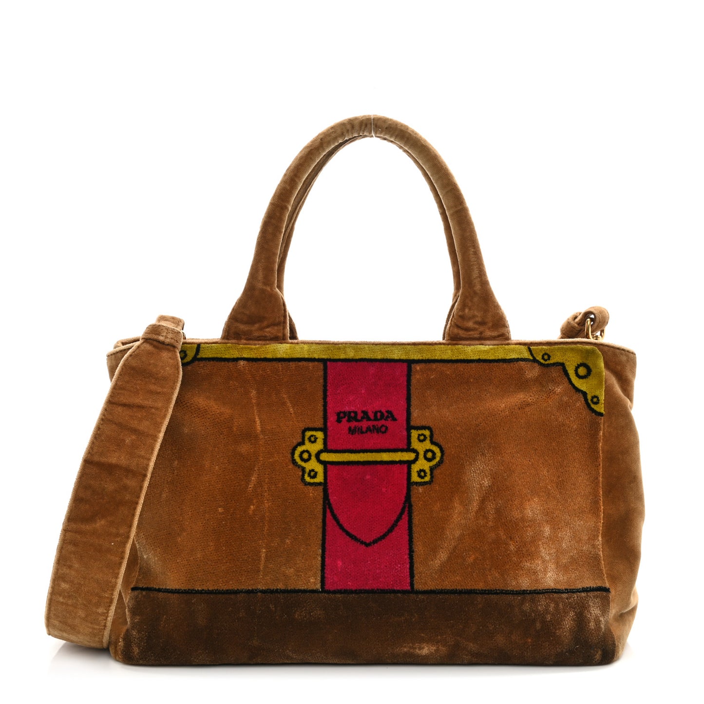 Velluto Ricamo Cahier Tote Bag Cammello