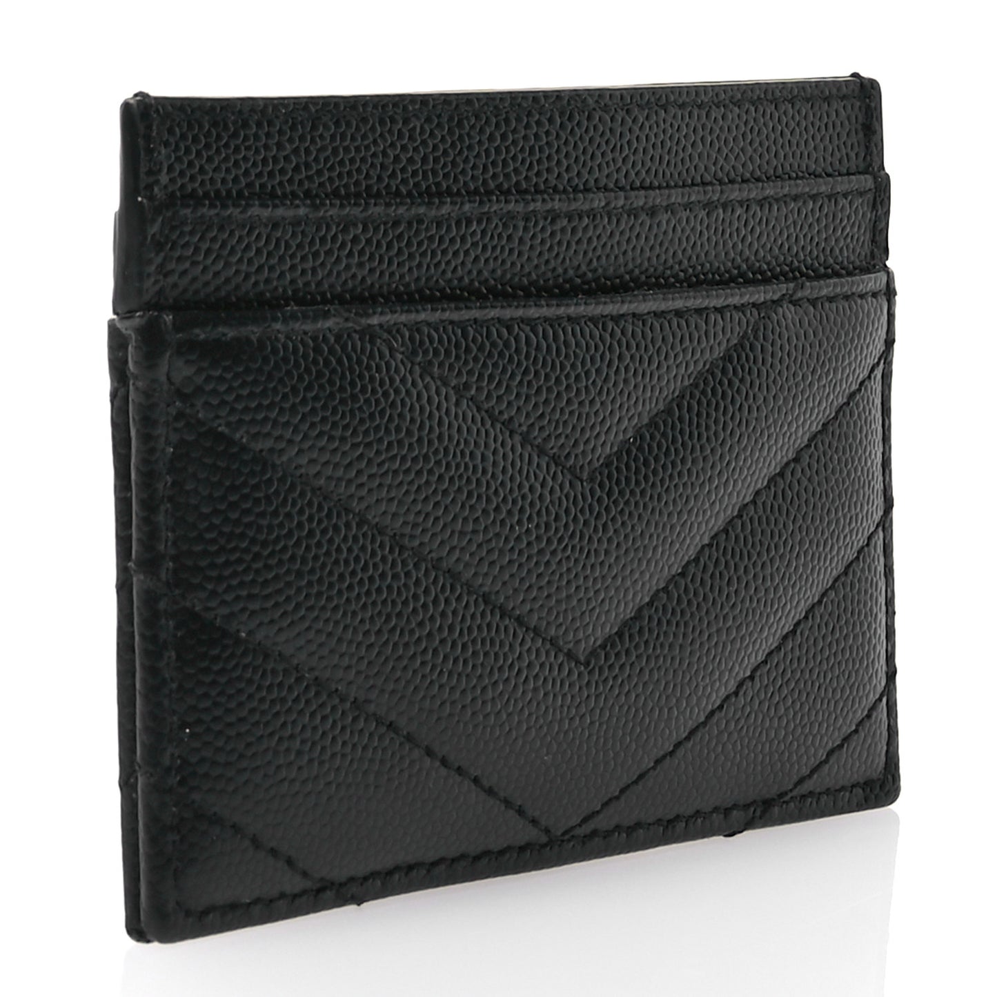 Grain De Poudre Matelasse Chevron Monogram Credit Card Case Black
