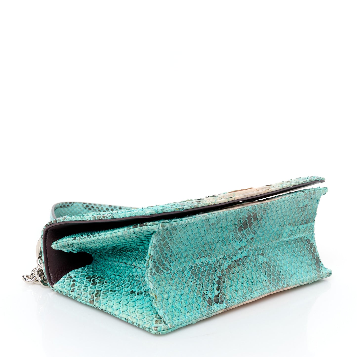 Snakeskin Gradient Small Diorama Flap Bag Turquoise Beige