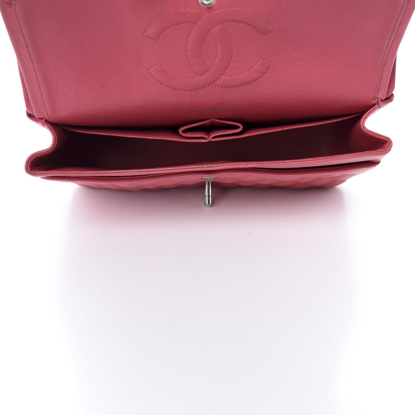 Caviar Quilted Medium Double Flap Dark Pink