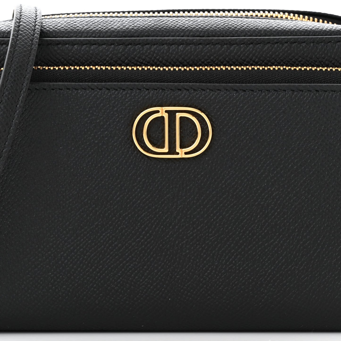 Grained Calfskin Caro Double Pouch Black