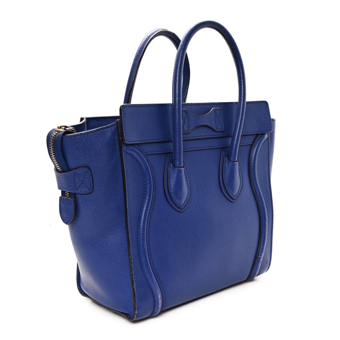 Drummed Calfskin Micro Luggage Indigo