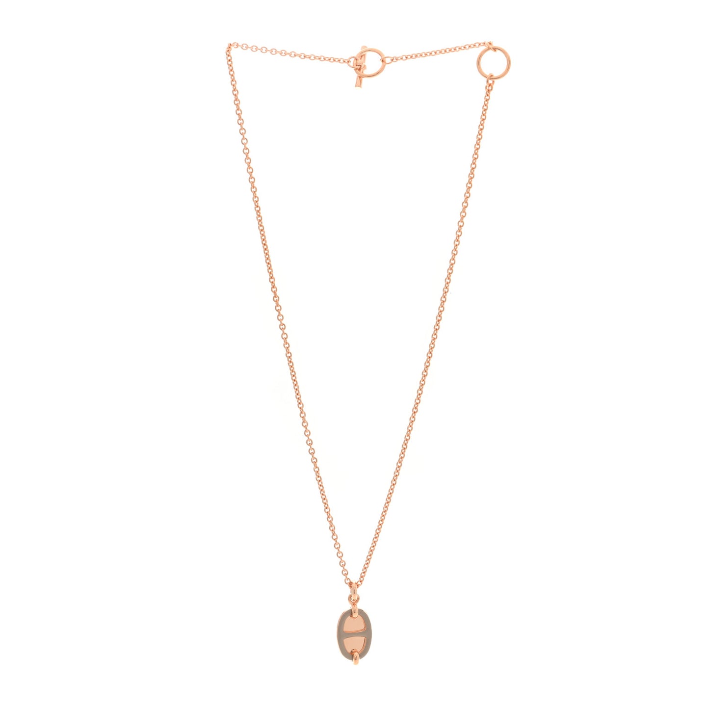 Metal Enamel Mini Maillon Pendant Necklace Rose Candeur
