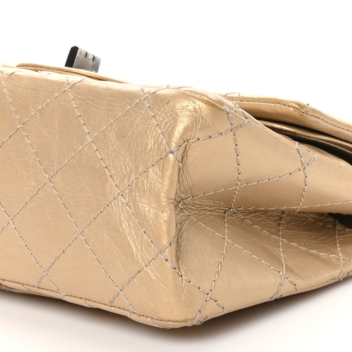 Metallic Calfskin Quilted 2.55 Reissue 224 Flap Gold