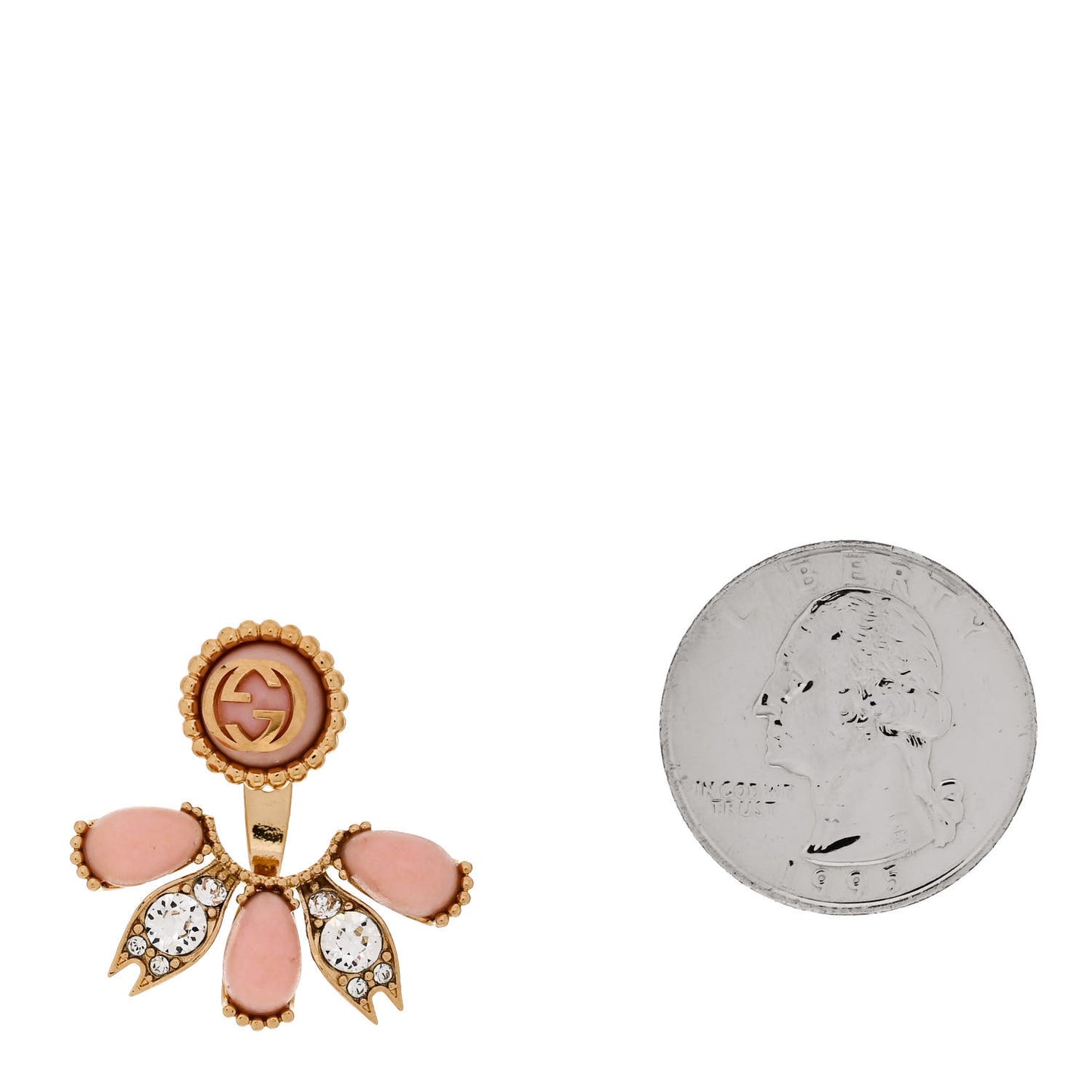 Resin Crystal Single GG Earring Pink Gold