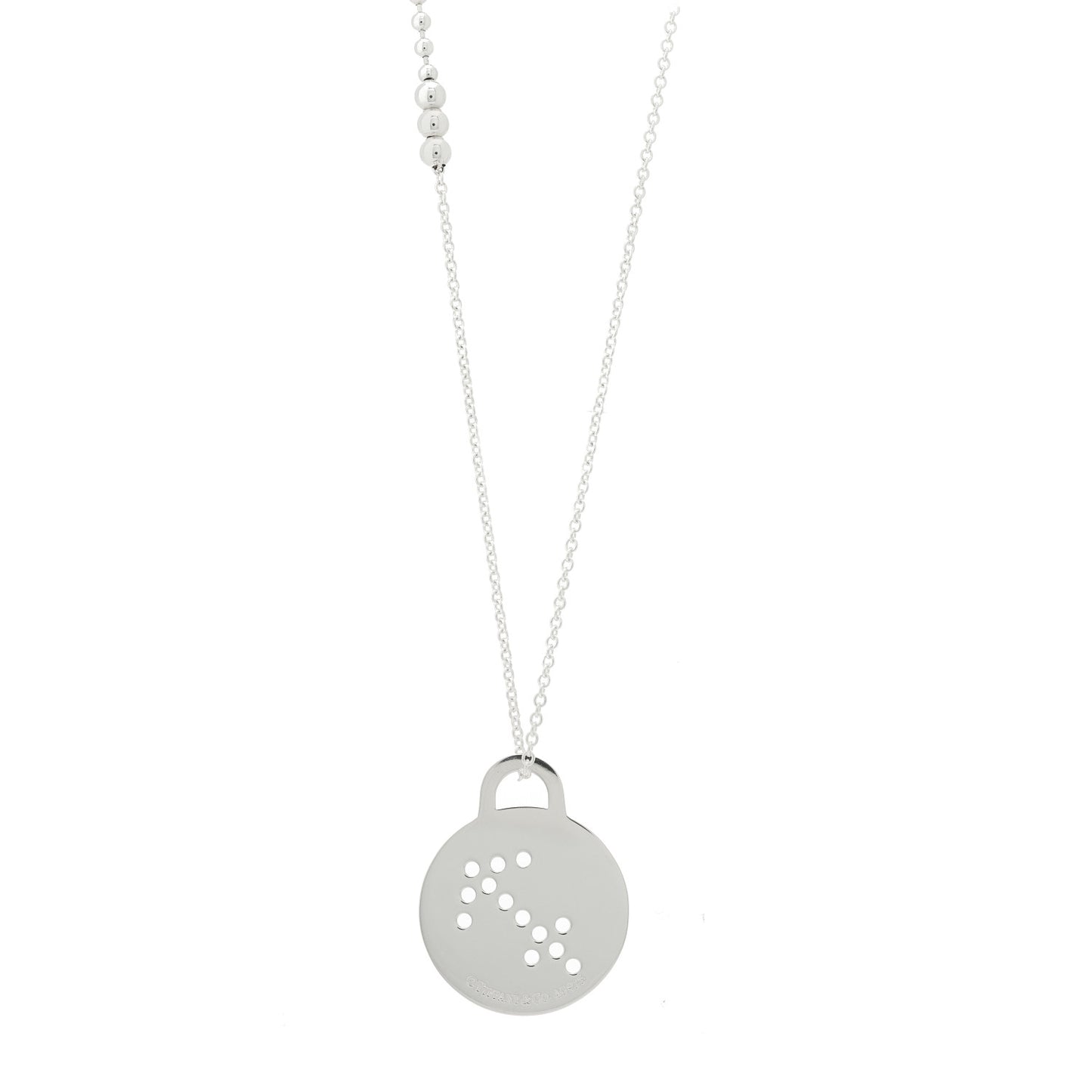 Sterling Silver Return to Tiffany Zodiac Sagittarius Round Tag Pendant Necklace