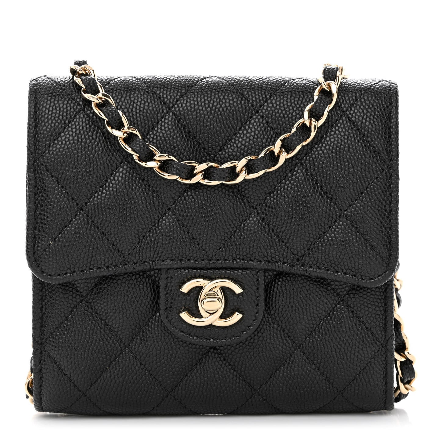 Caviar Quilted Clutch With Chain Bag Black