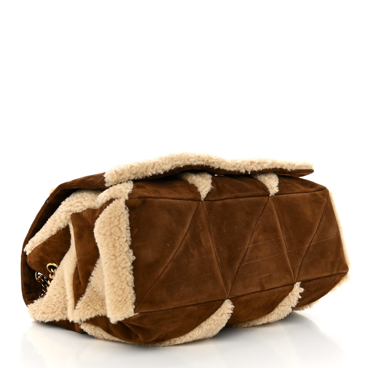 Saint Laurent Suede Shearling Patchwork Monogram Giant Jamie Brown Beige 4 of 12