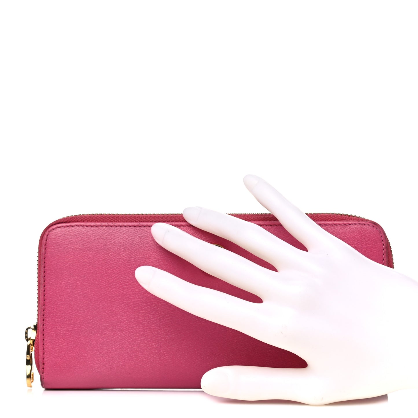 Calfskin Zip Around Wallet Pink