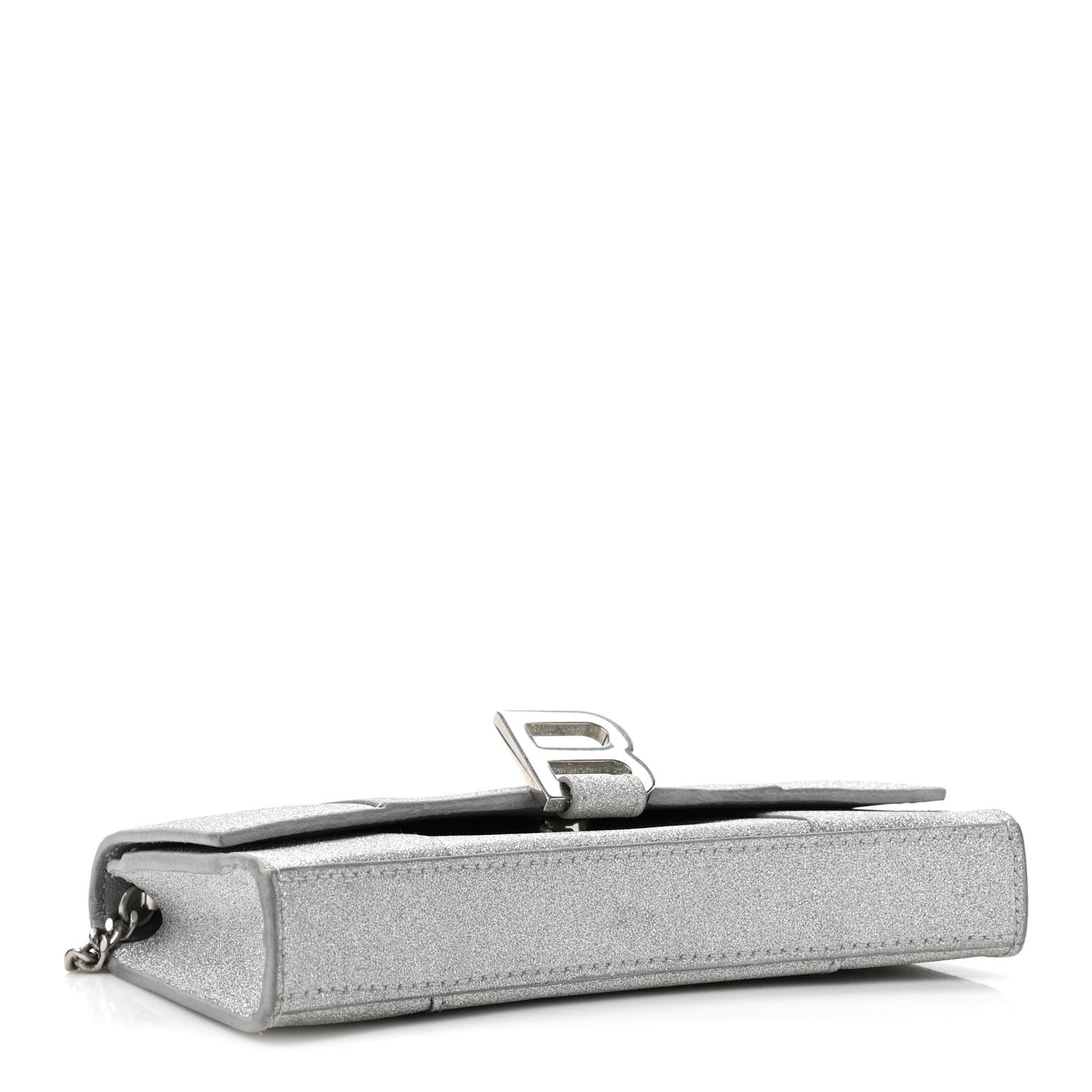 Sparkling Fabric XS Hourglass Wallet On Chain Silver