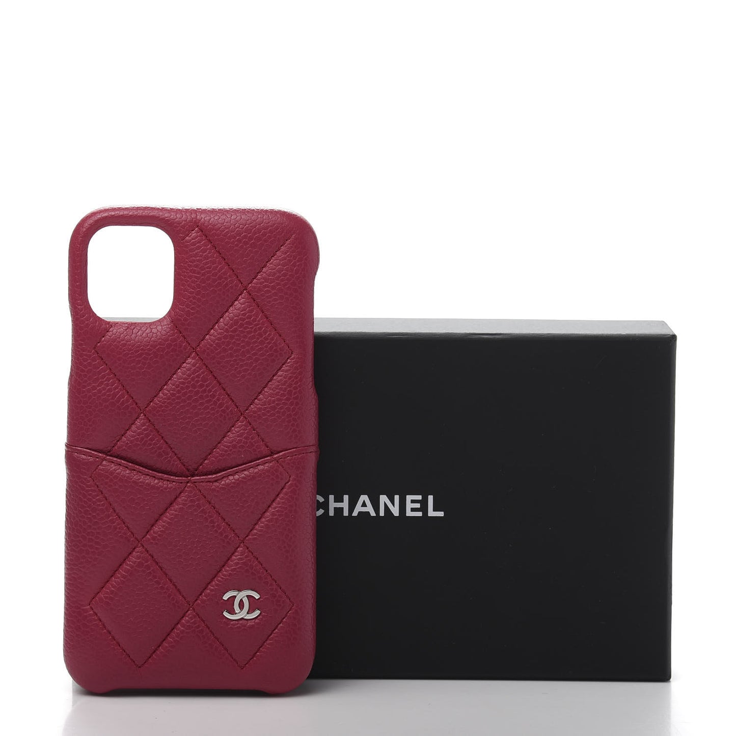 Caviar Quilted iPhone 11 Tech Case Dark Pink