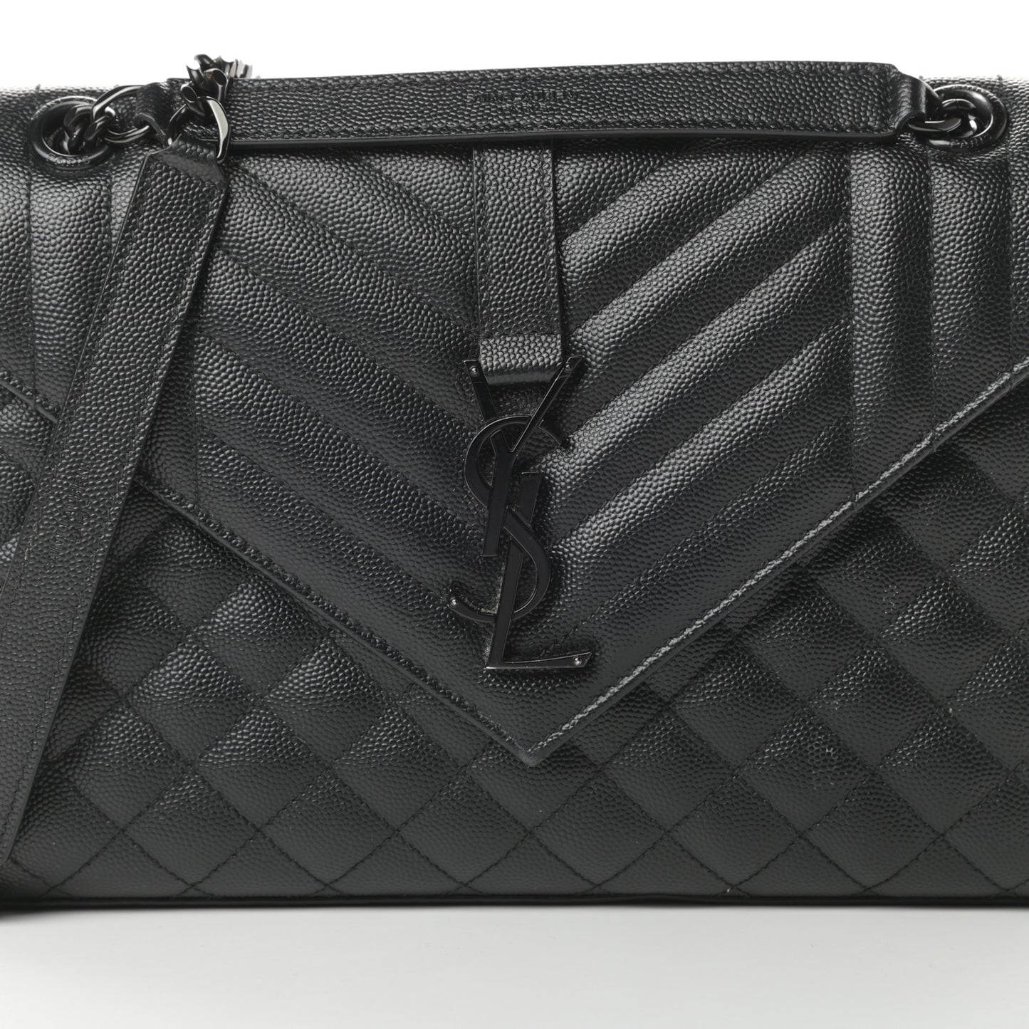 Grain De Poudre Textured Mixed Matelasse Triquilt Medium Monogram Satchel Black