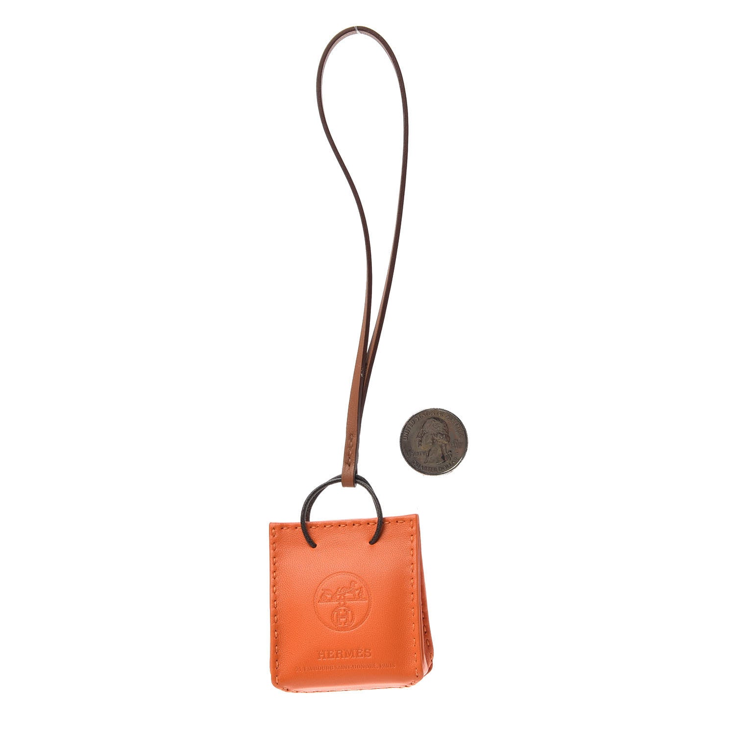 Hermes Milo Lambskin Swift Shopping Bag Charm Feu Gold 2 of 3