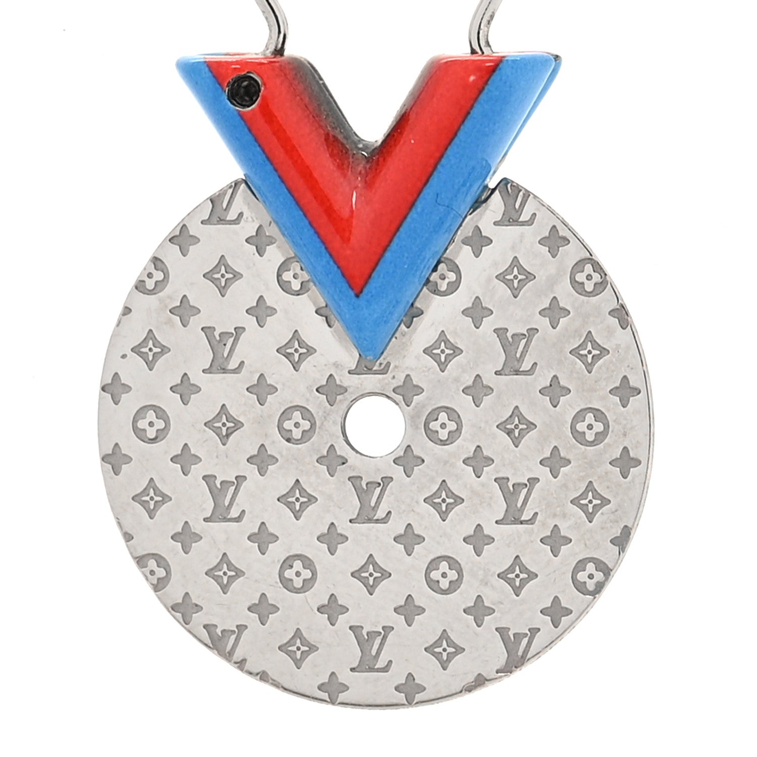 Louis Vuitton Enamel Palladium Essential V Gong BB Earrings 4 of 4