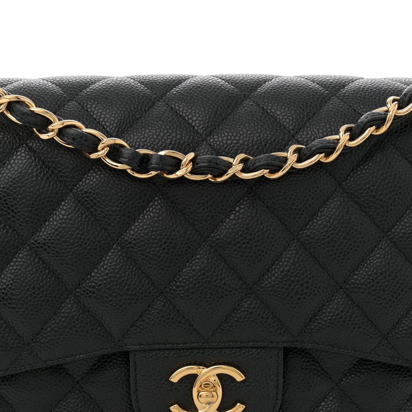 Caviar Quilted Jumbo Double Flap Black