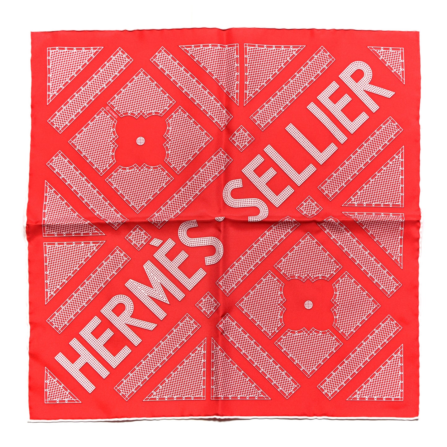 Silk Gavroche Sellier Pocket Square Scarf Rouge White