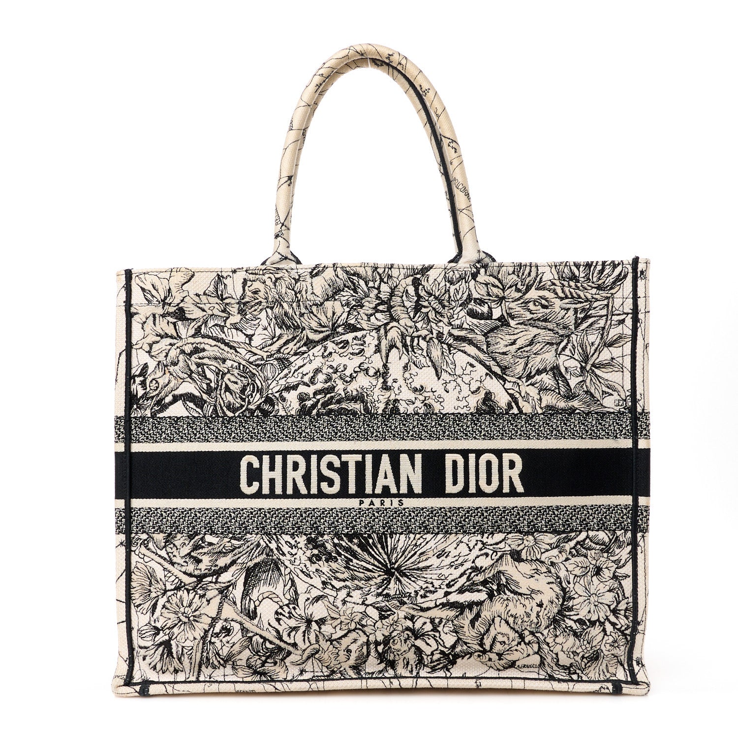 Christian Dior Canvas Embroidered Zodiac Book Tote Latte Multicolor 1 of 10