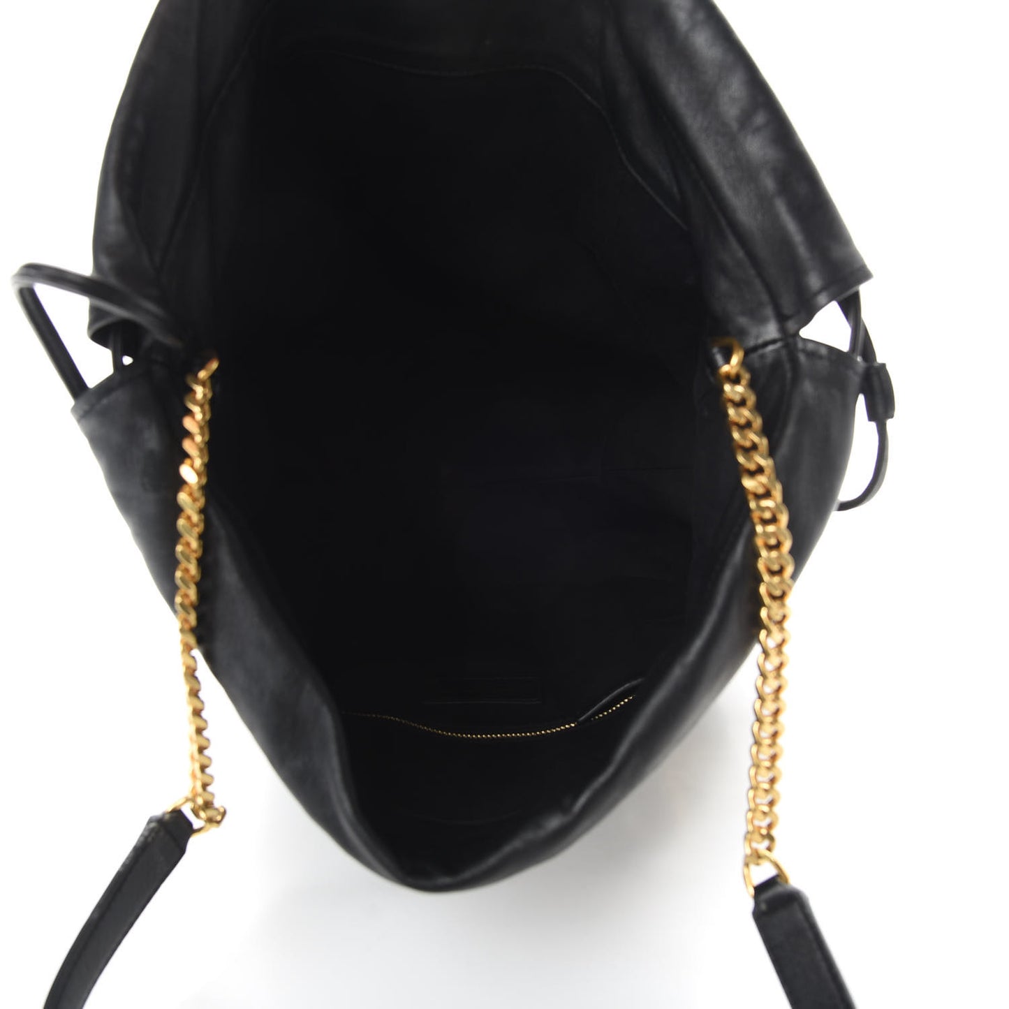 Lambskin Charm Studded Teddy Drawstring Bag Black