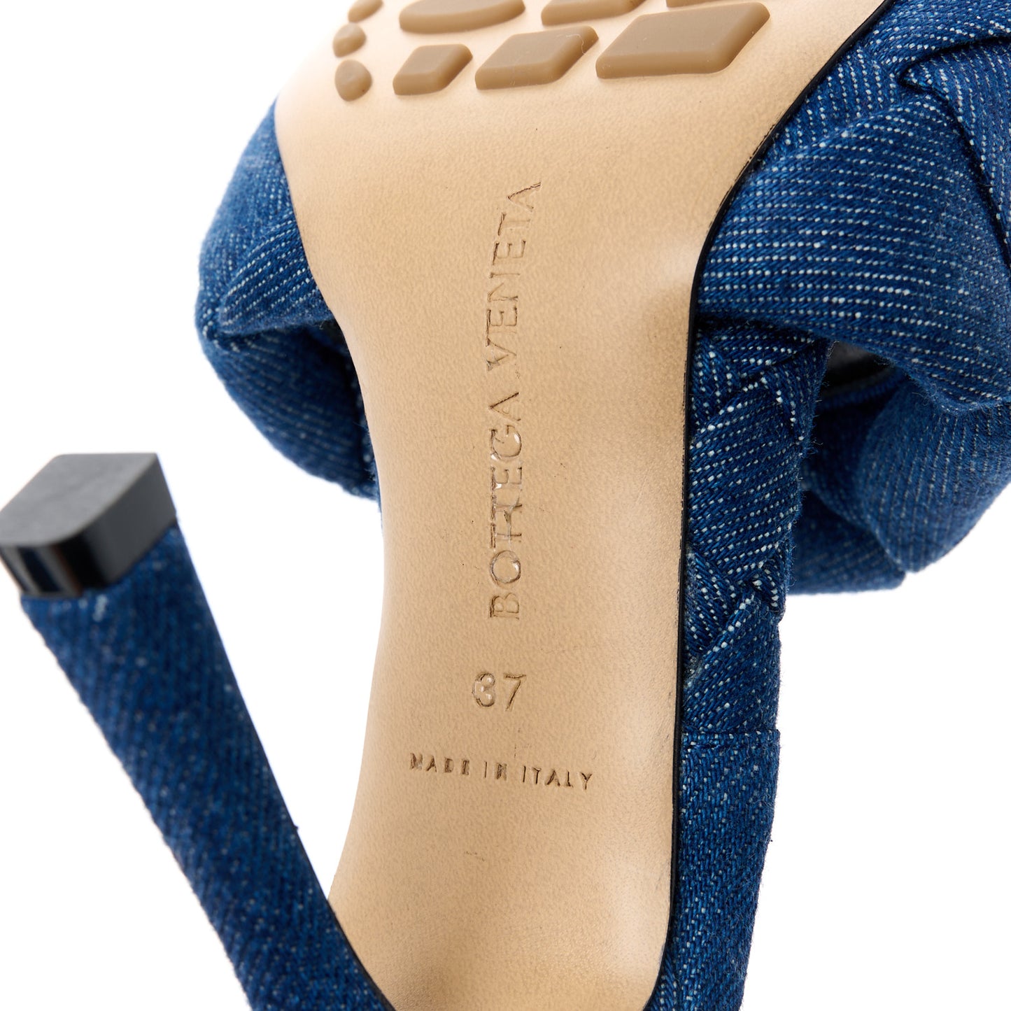 Denim Intrecciato Lido Mule 90 Sandals 37 Indigo