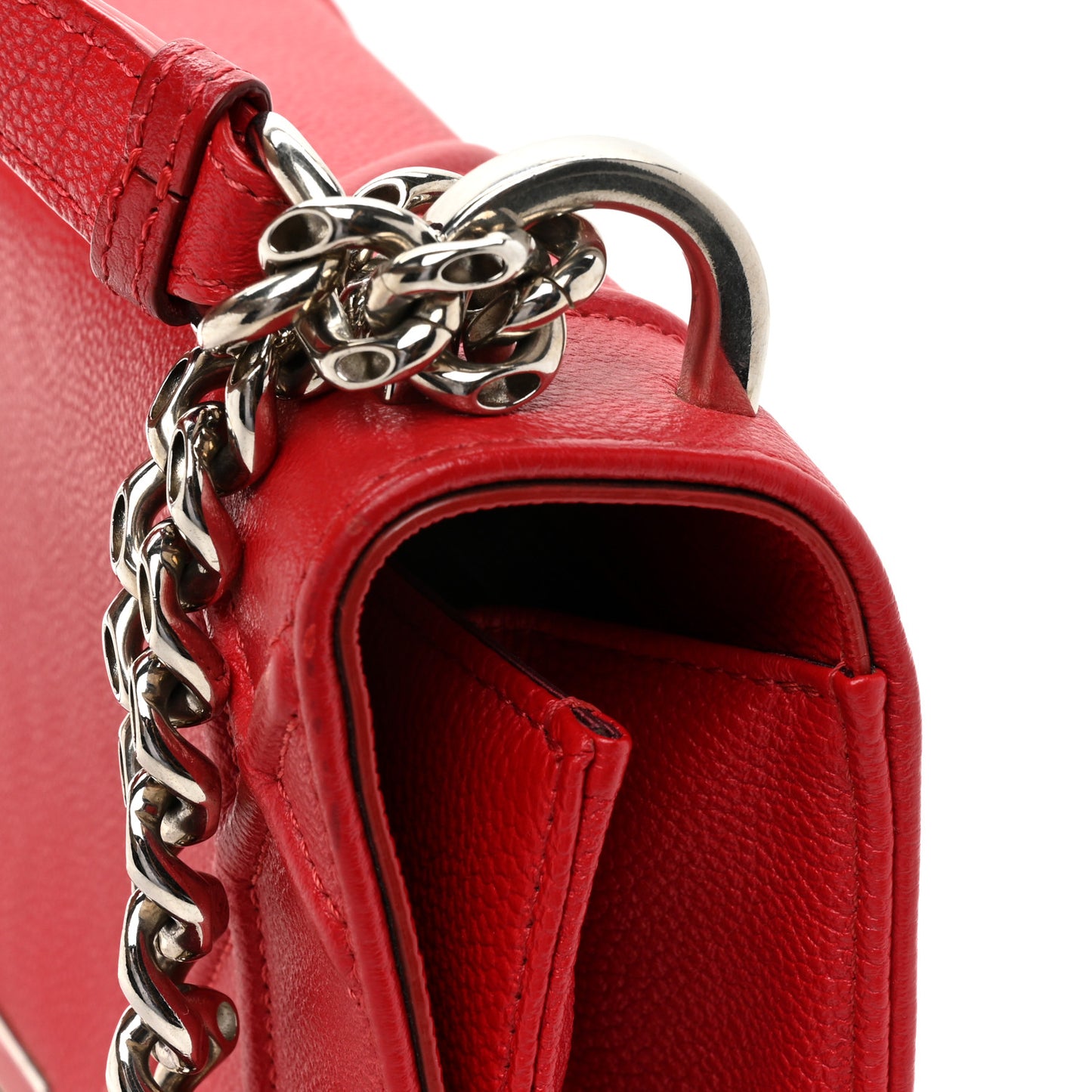 Grained Calfskin Medium Diorama Flap Bag Red