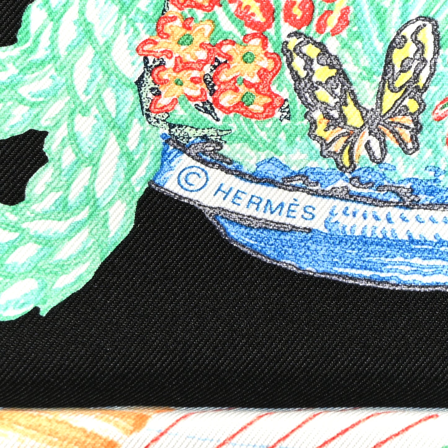 Silk Chevaloscope Scarf 90 Black Vert Multicolor